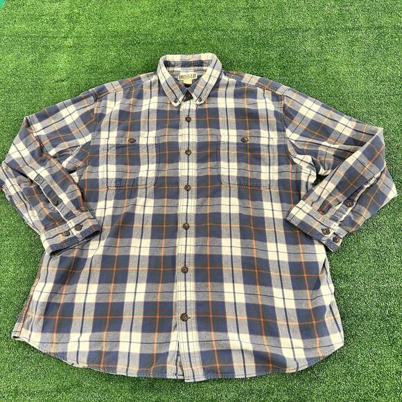 Duluth Trading Co Men's Flannel Shirt Blue Size 2XL Plaid Button Down Pockets - Picture 2 of 16